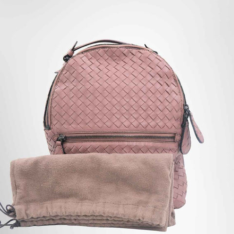 Bottega Veneta Intrecciato Leather Backpack – Blush Pink