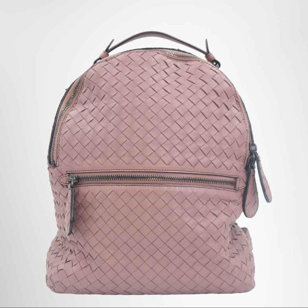 Bottega Veneta Intrecciato Leather Backpack – Blush Pink