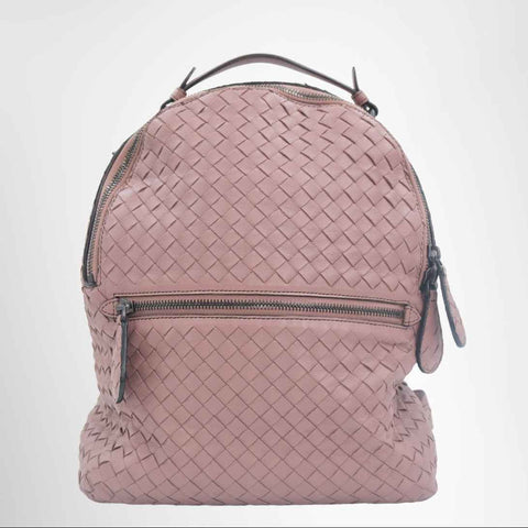 Bottega Veneta Intrecciato Leather Backpack – Blush Pink
