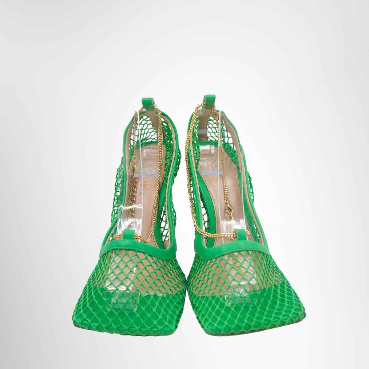 Bottega Veneta Stretch Pumps in Mesh and Leather – Green, Size 36.5