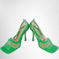 Bottega Veneta Stretch Pumps in Mesh and Leather – Pre-Owned Luxury Brand Shoes – Antonio & Co Front Wide View 