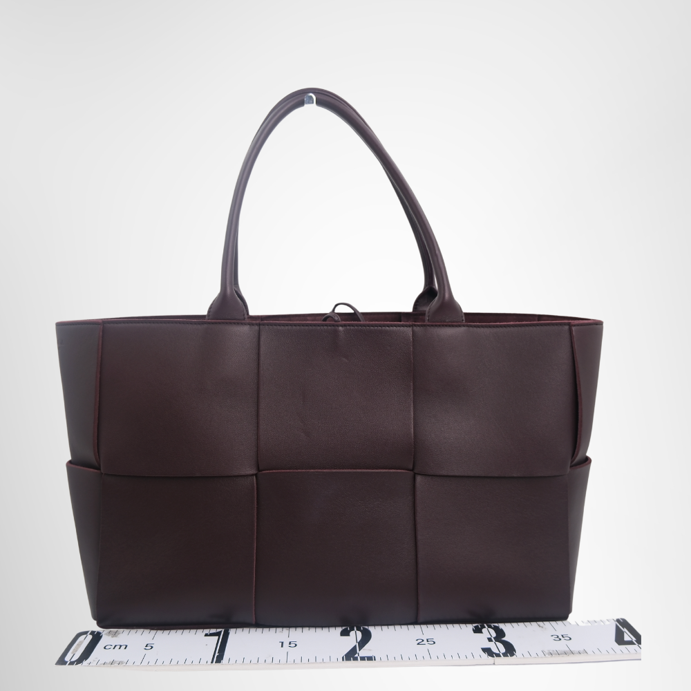 Bottega Veneta Preowned Luxury Arco Tote Bag in Deep Burgundy Bag Back View - Antonio & Co.