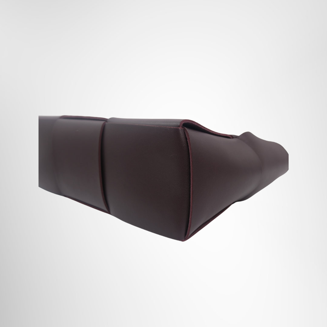 Bottega Veneta Preowned Luxury Arco Tote Bag in Deep Burgundy Bag Bottom Side View2 - Antonio & Co.