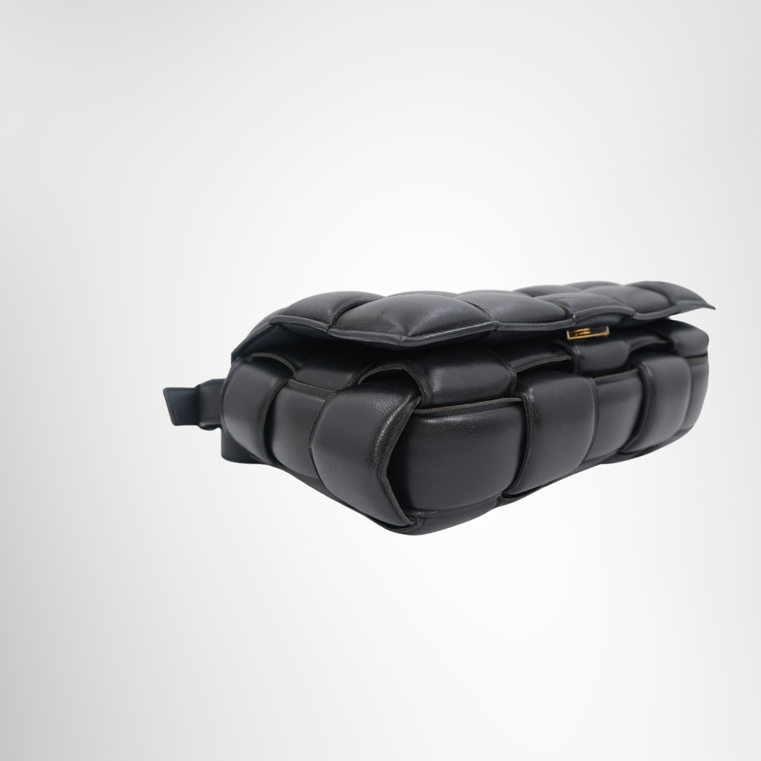 Bottega Veneta Preowned Luxury Bag Casette Black Bottom Side View