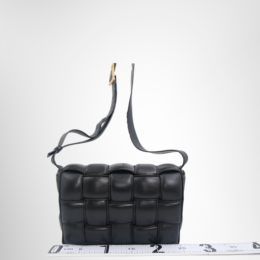 Bottega Veneta Preowned Luxury Bag Casette Black Front View 2