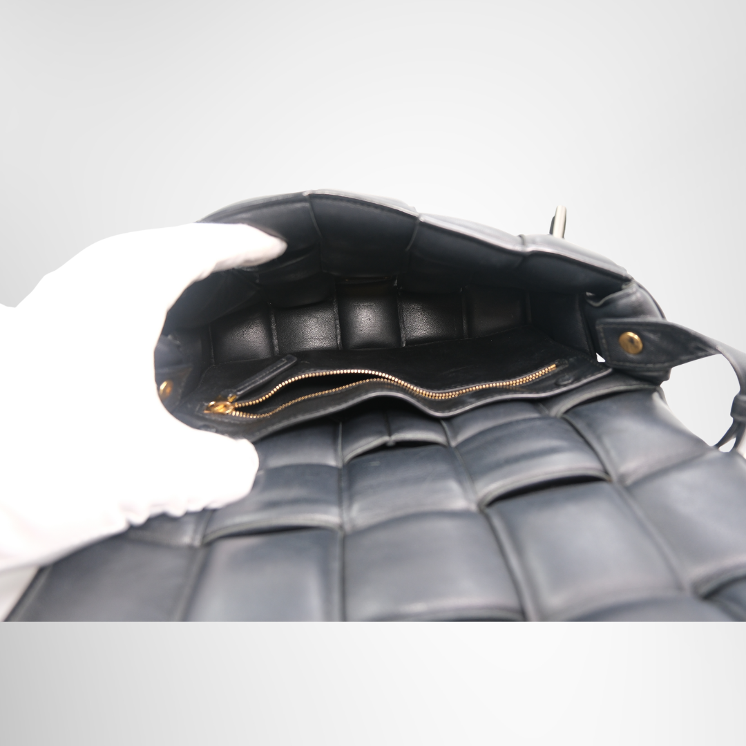 Bottega Veneta Preowned Luxury Bag Casette Black Interior View