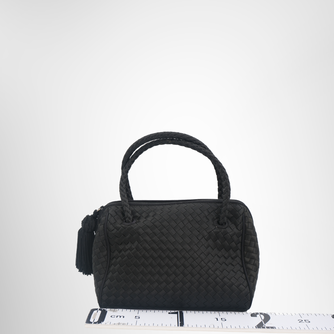 Bottega Veneta Preowned Luxury Bag Intercciato Bottega Satin Mini Purse Back View