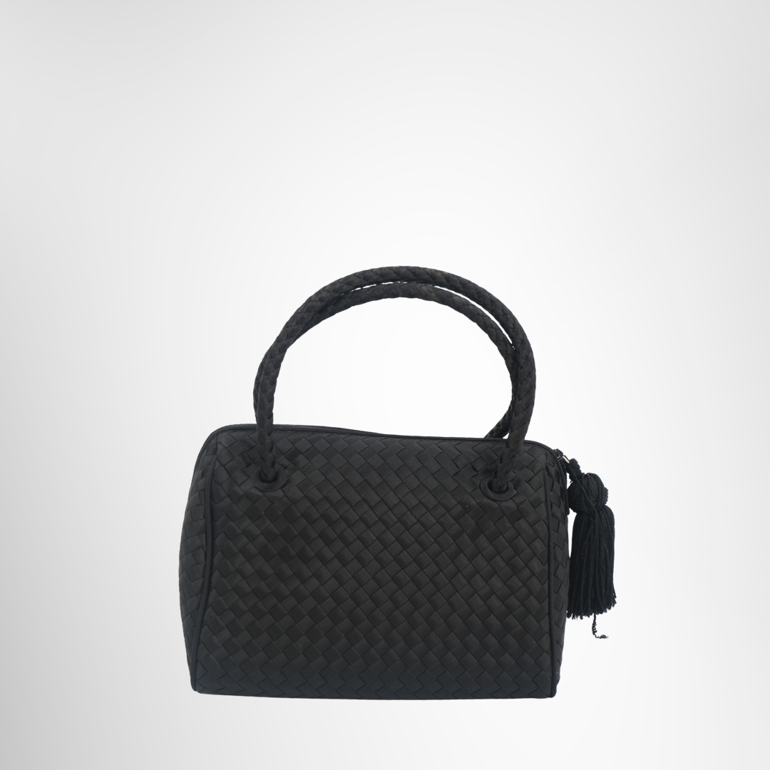 Bottega Veneta Preowned Luxury Bag Intercciato Bottega Satin Mini Purse Front View