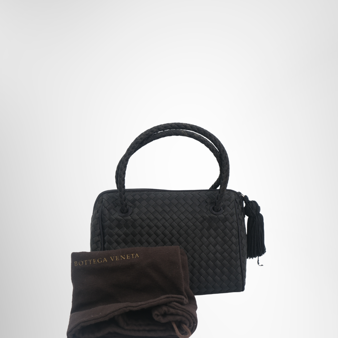 Bottega Veneta Preowned Luxury Bag Intercciato Bottega Satin Mini Purse Front View 2