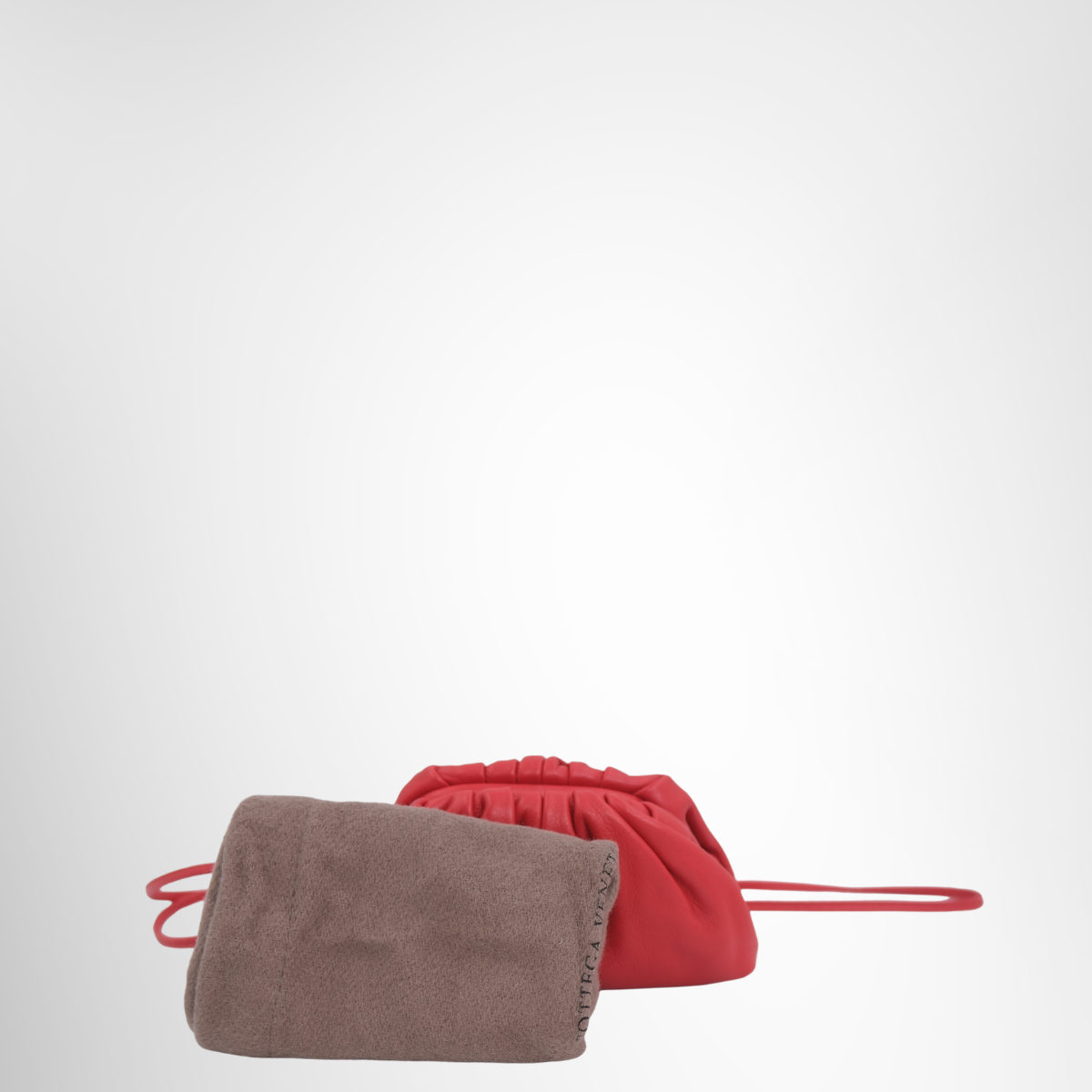 Bottega Veneta Preowned Luxury Bag Mini The Pouch Red Bag Front View 2