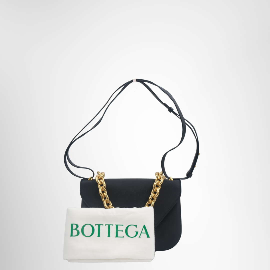 Bottega Veneta Preowned Luxury Bag Mount Envelope Shoulder Bag Front View with Dust Bag