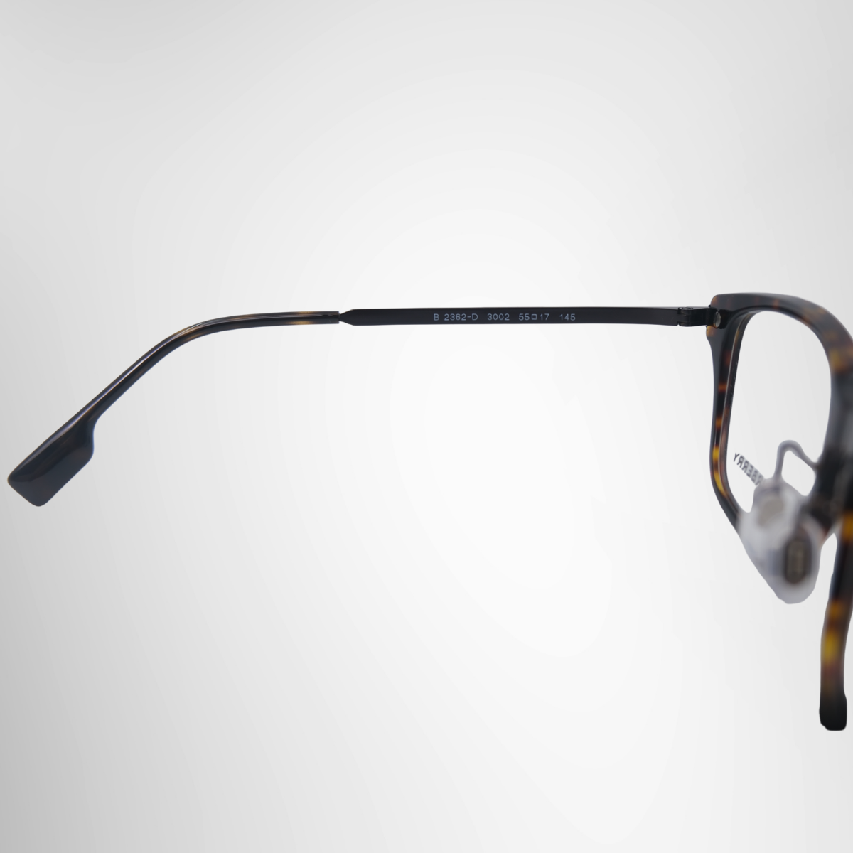 Burberry Dark Havana Rectangular Prescription Eyeglasses – Pre-Owned Luxury Brand Eyewear – Antonio & Co Left Interior View