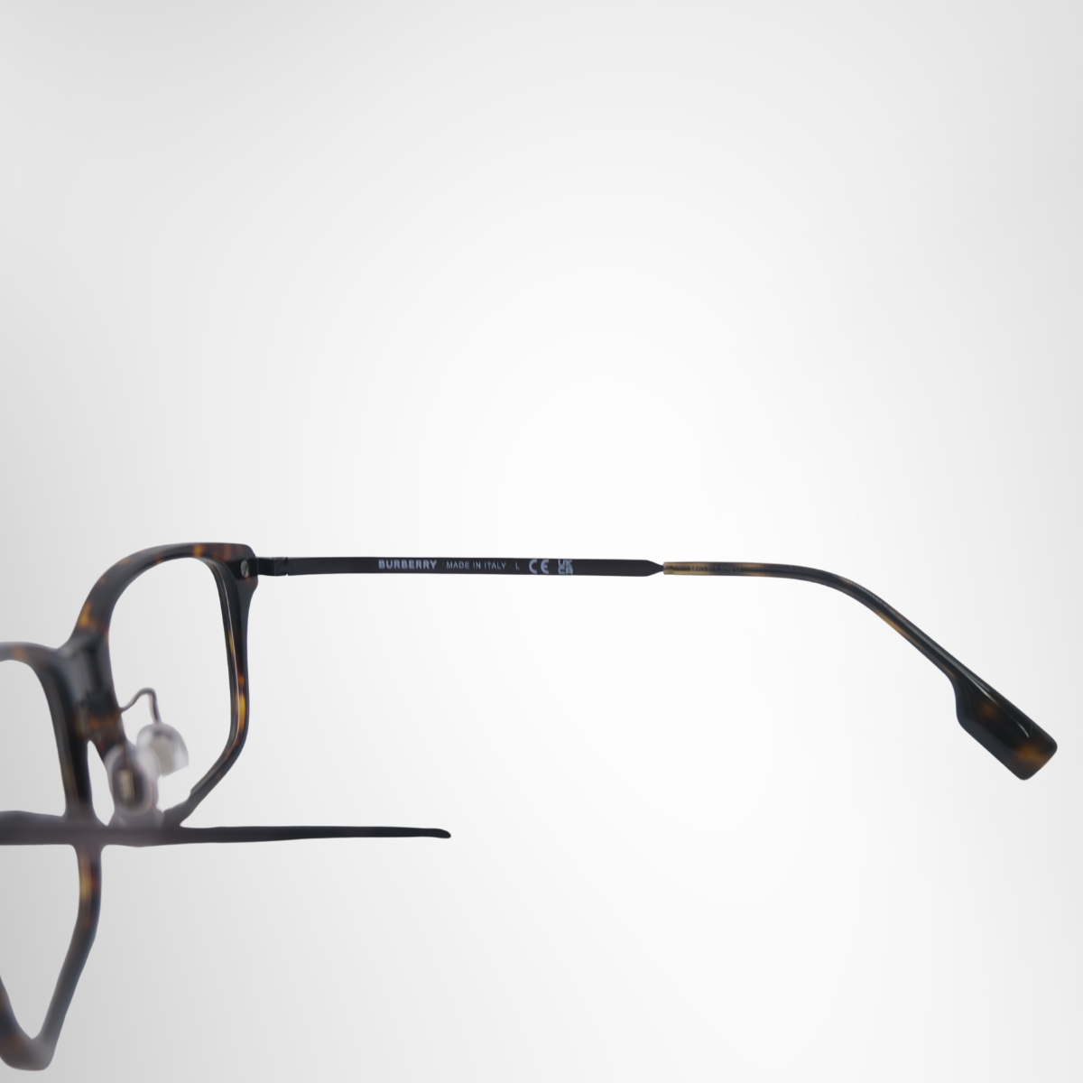 Burberry Dark Havana Rectangular Prescription Eyeglasses – Pre-Owned Luxury Brand Eyewear – Antonio & Co RIght Interior View