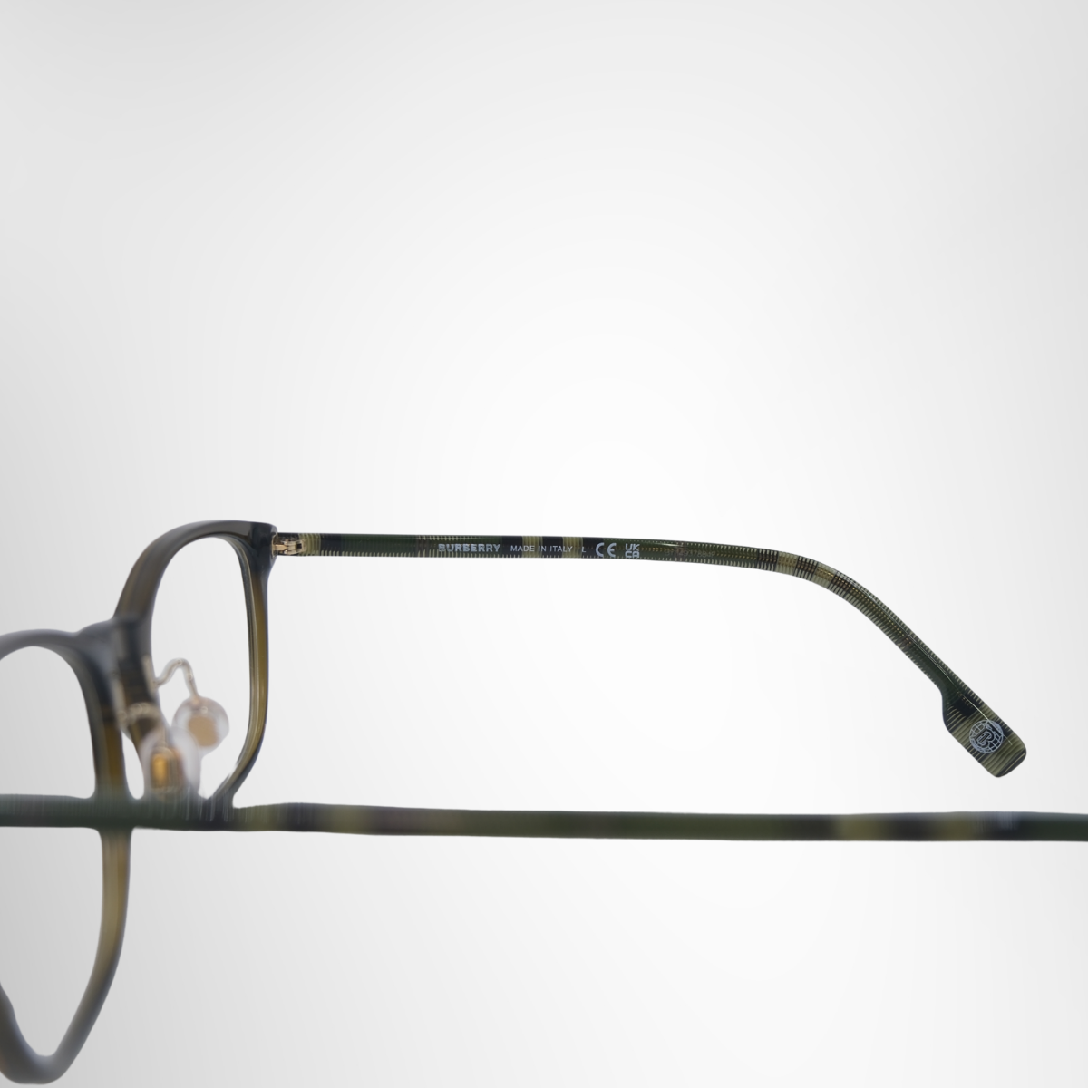 Burberry Green Square Prescription Glasses – Pre-Owned Luxury Brand Eyewear – Antonio & Co Right Interior View