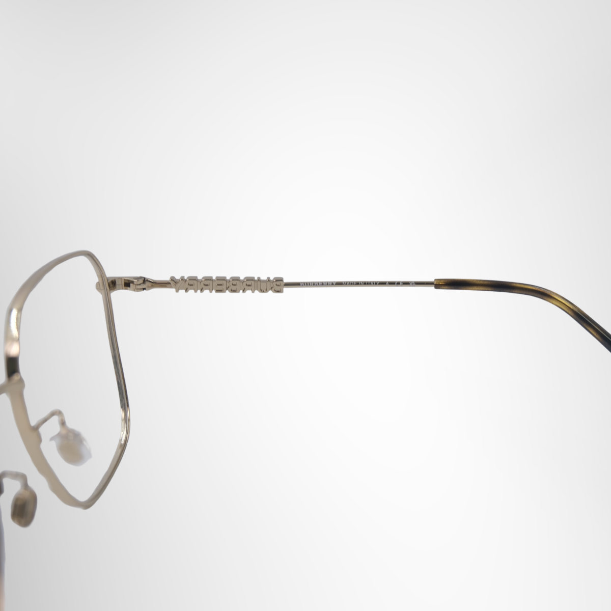 Burberry Light Gold Polygonal Prescription Glasses – Pre-Owned Luxury Brand Eyewear – Antonio & Co Right Interior View