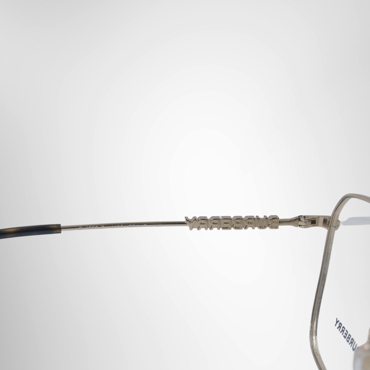 Burberry Light Gold Polygonal Prescription Glasses – Pre-Owned Luxury Brand Eyewear – Antonio & Co Left Interior View