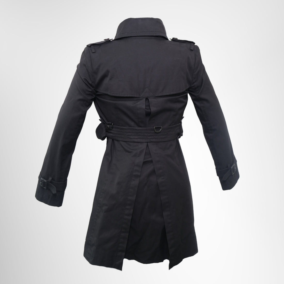 Burberry Short Kensington Heritage Trench Coat in Black – Pre-Owned Luxury Brand Apparel – Antonio & Co Front Page