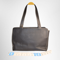Burberry Preowned Luxury Bag Contrast Stitch Gold Plate Leather Business Tote Bag Back View