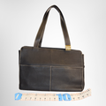 Burberry Preowned Luxury Bag Contrast Stitch Gold Plate Leather Business Tote Bag Front View 2