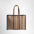 Burberry Preowned Luxury Bag Medium Icon Stripe E-Canvas Book Tote Front View
