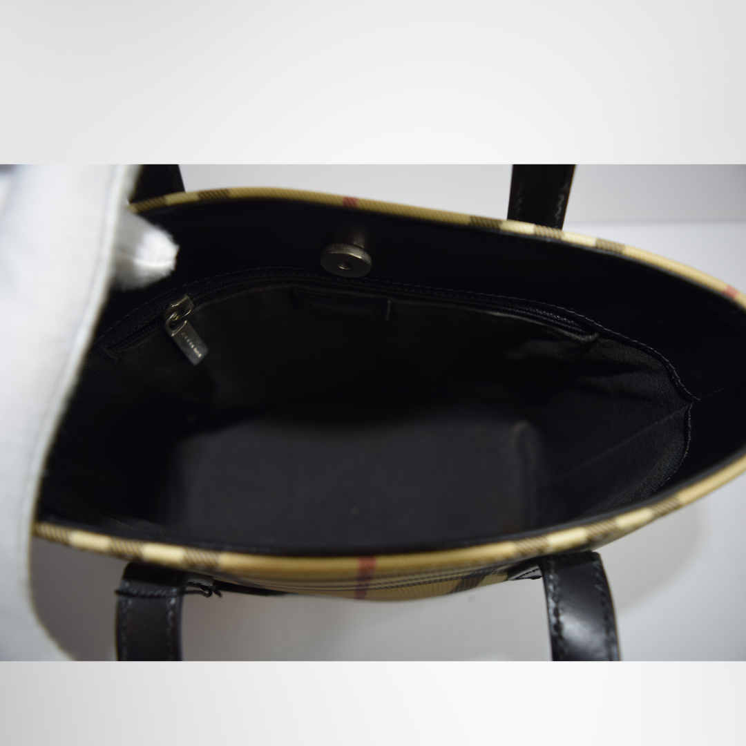 Burberry Preowned Luxury Bag Nova Check Small Handbag Interior View
