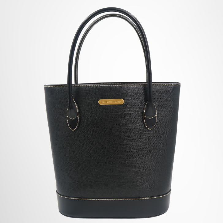 Burberry Nova Check Lined Leather Handbag – Black