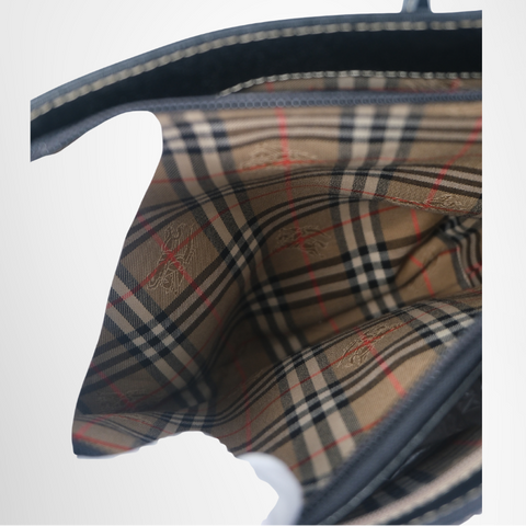 Burberry Nova Check Lined Leather Handbag – Black