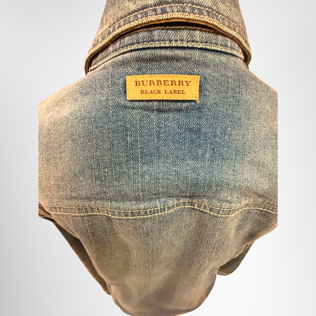 Burberry Preowned Luxury Black Label Denim Jacket Brand Tag Back View