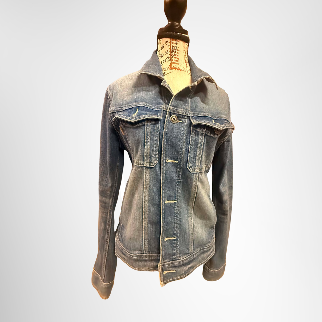 Burberry Preowned Luxury Black Label Denim Jacket Front View