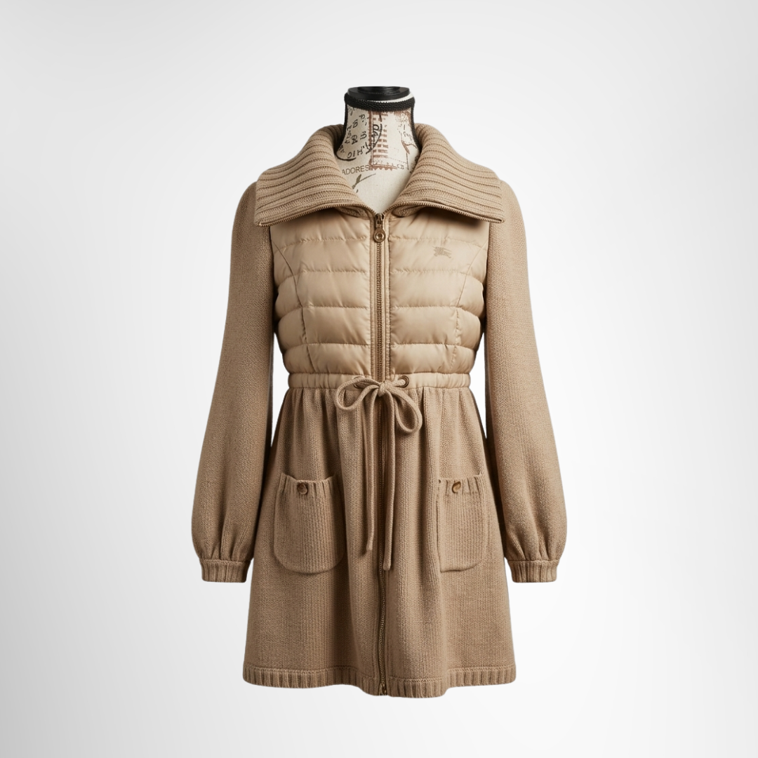 Burberry Preowned Luxury Coat Blue Label Down Knit Coat Front View