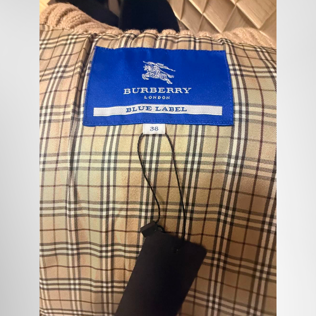 Burberry Preowned Luxury Coat Blue Label Down Knit Coat Tag View