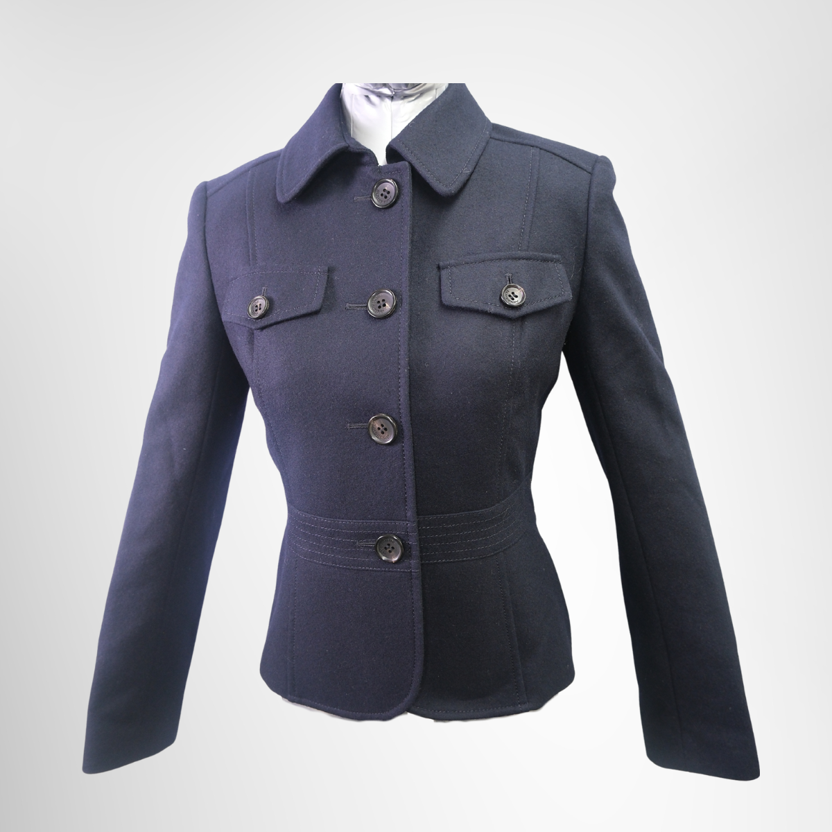 Burberry Preowned Luxury  Navy Blue Jacket – Size 40 Apparel Front Page - Antonio & Co.