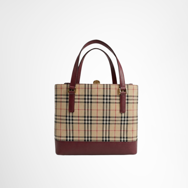 Burberry Preowned Luxury Nova Check Tote Bag Front Page
