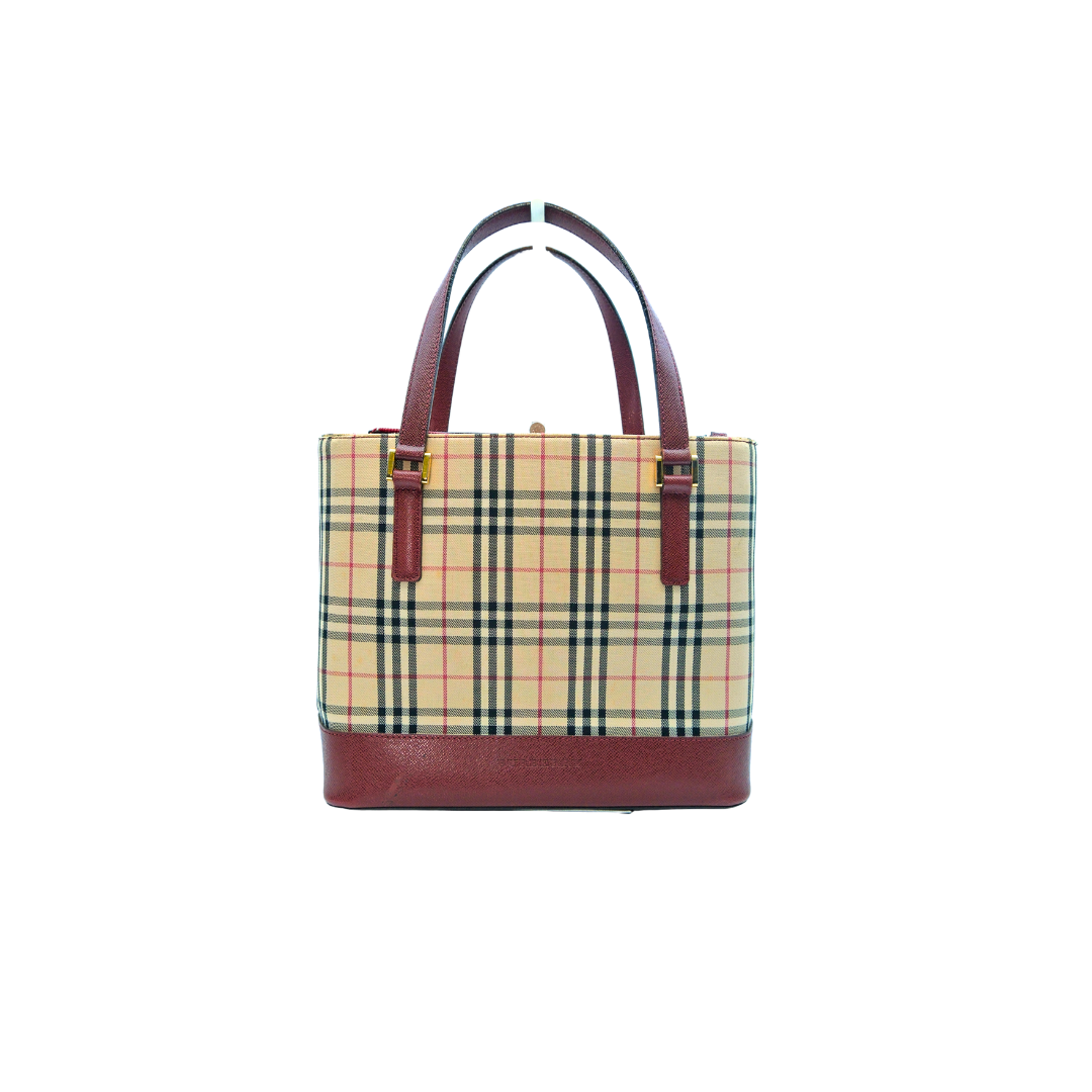 Burberry Preowned Luxury Nova Check Tote Bag Front View