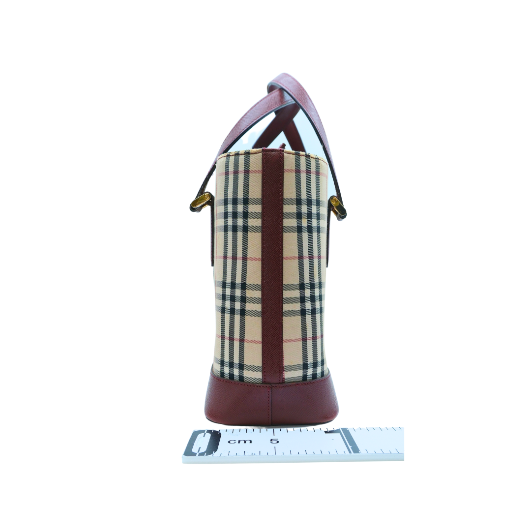 Burberry Preowned Luxury Nova Check Tote Bag Side View
