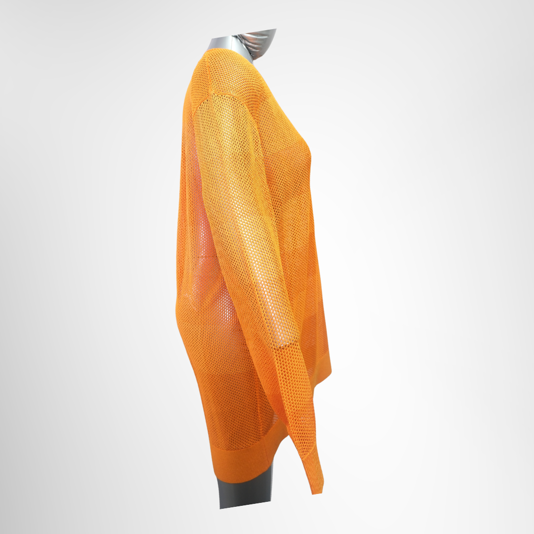 Burberry Preowned Luxury Orange Sweater Size L Apparel Side View2 - Antonio & Co.
