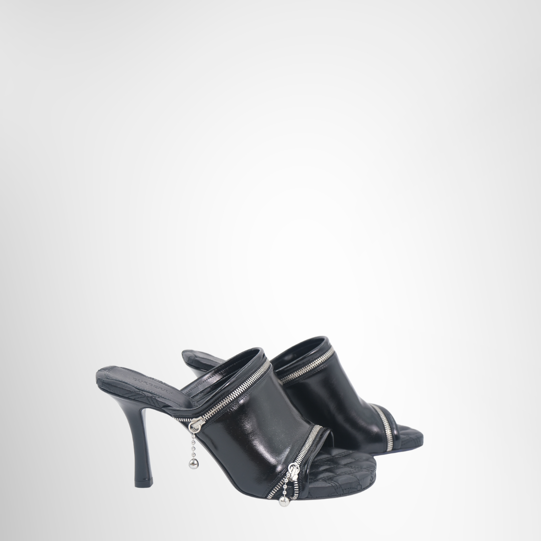 Burberry Preowned Luxury Sandal Black Leather Sleep Sandal Side View
