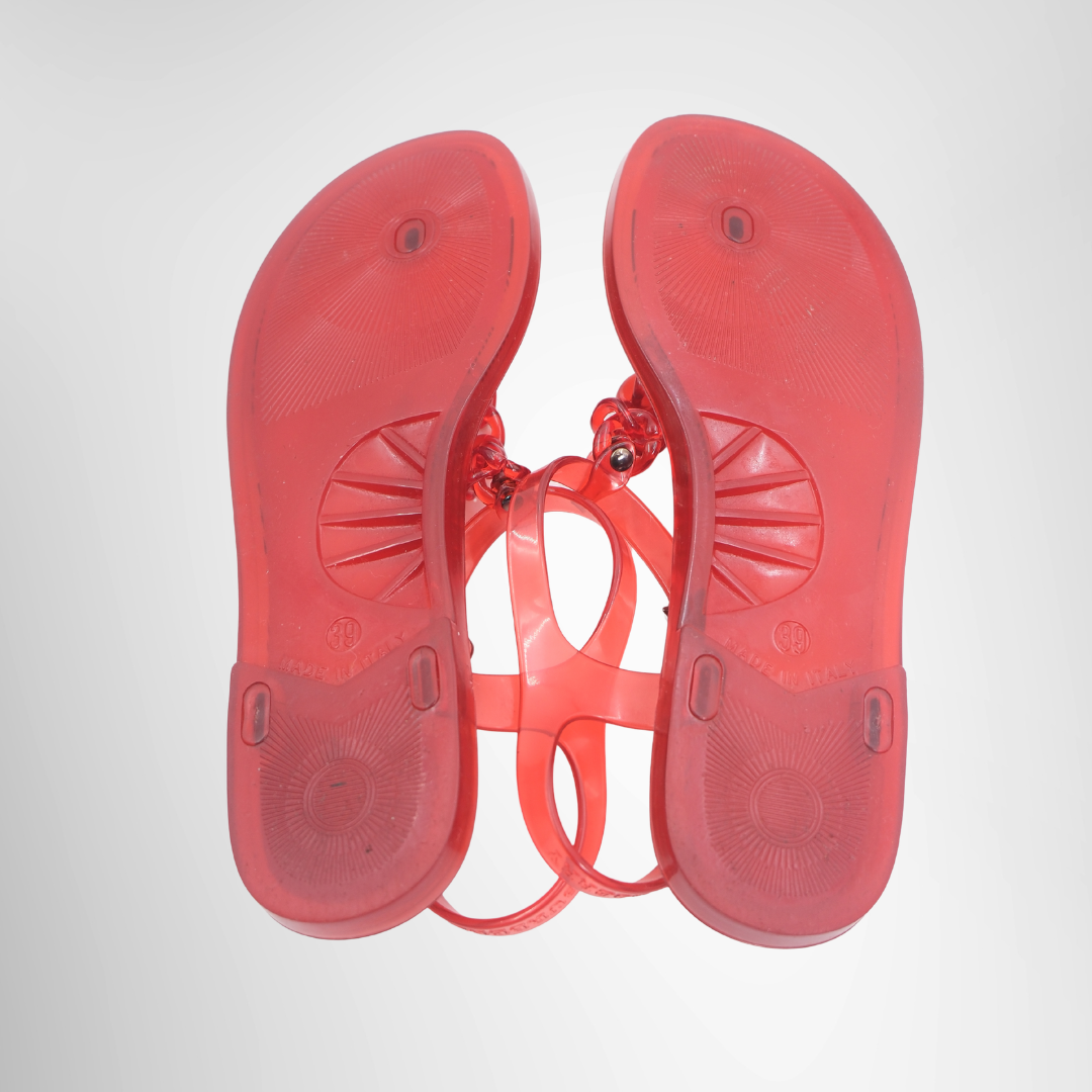 Burberry Preowned Luxury Sandals Red Jelly Sandal Bottom View