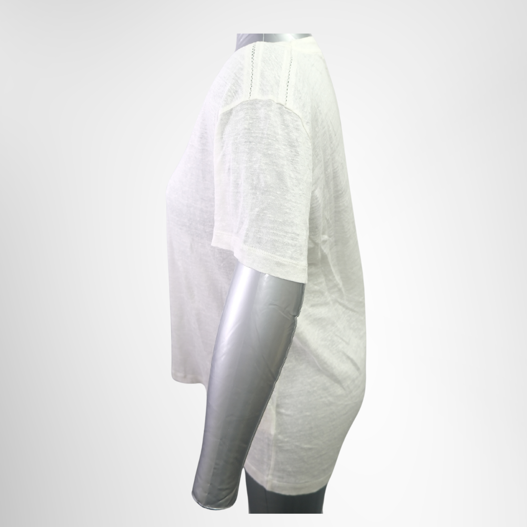 Burberry Preowned Luxury White T-Shirt Size M Apparel Side View2 - Antonio & Co.
