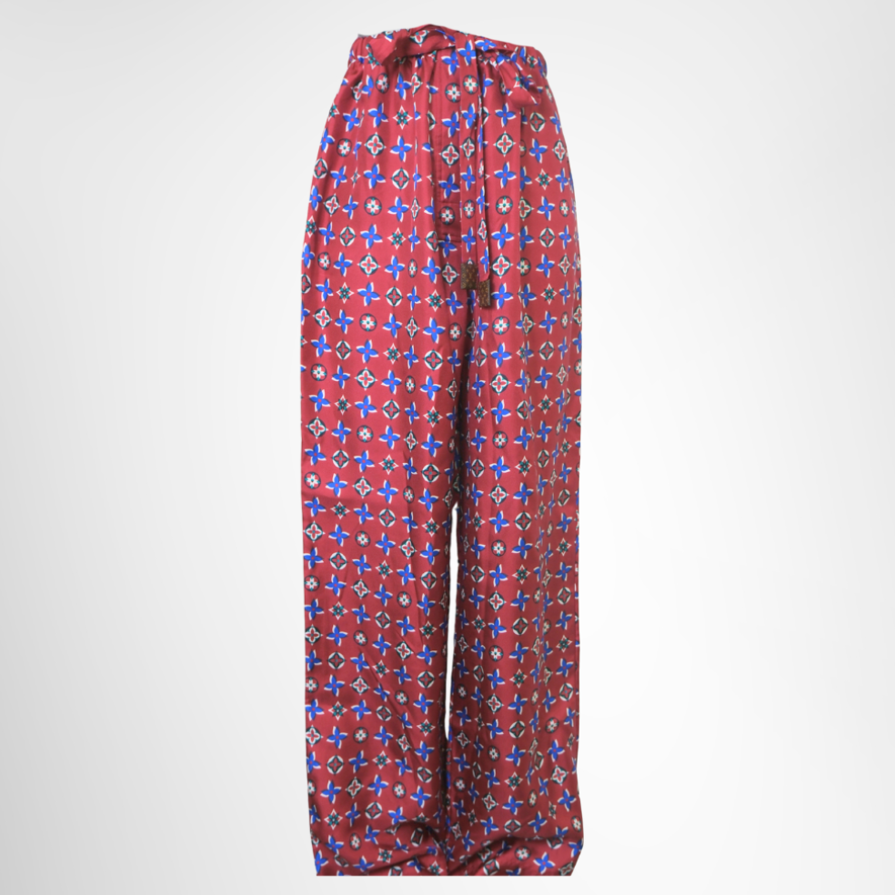 Burgundy Silk Pajama Pants