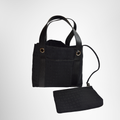 Bvlgari Preowned Luxury Logomania Lettere Jacquard Tote Bag Back View with Pouch - Antonio & Co.