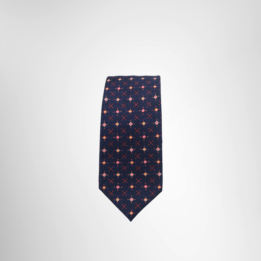 Bvlgari Preowned Luxury Necktie Navy & Red Front Page