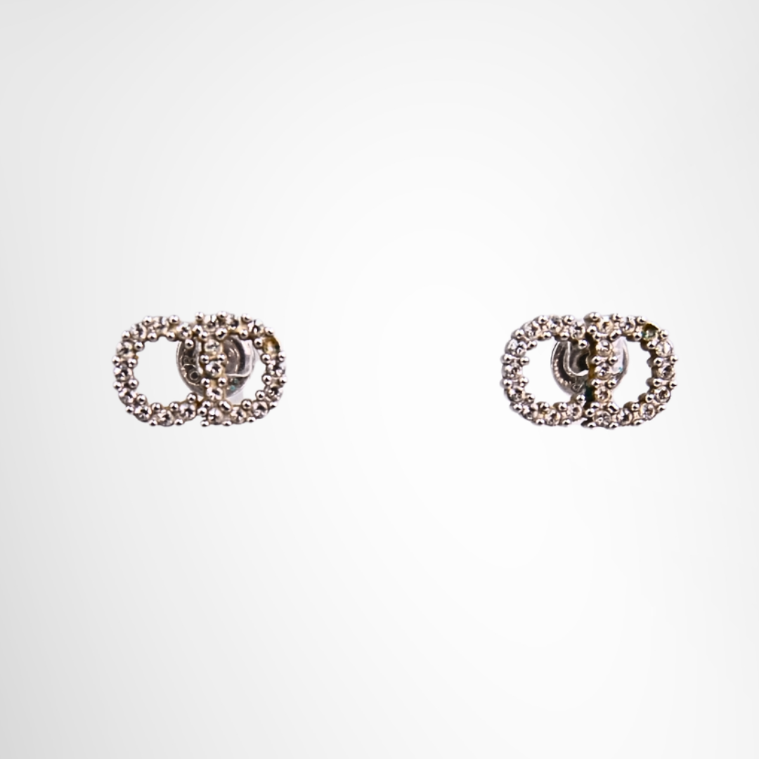 CD Studded Earrings Silver