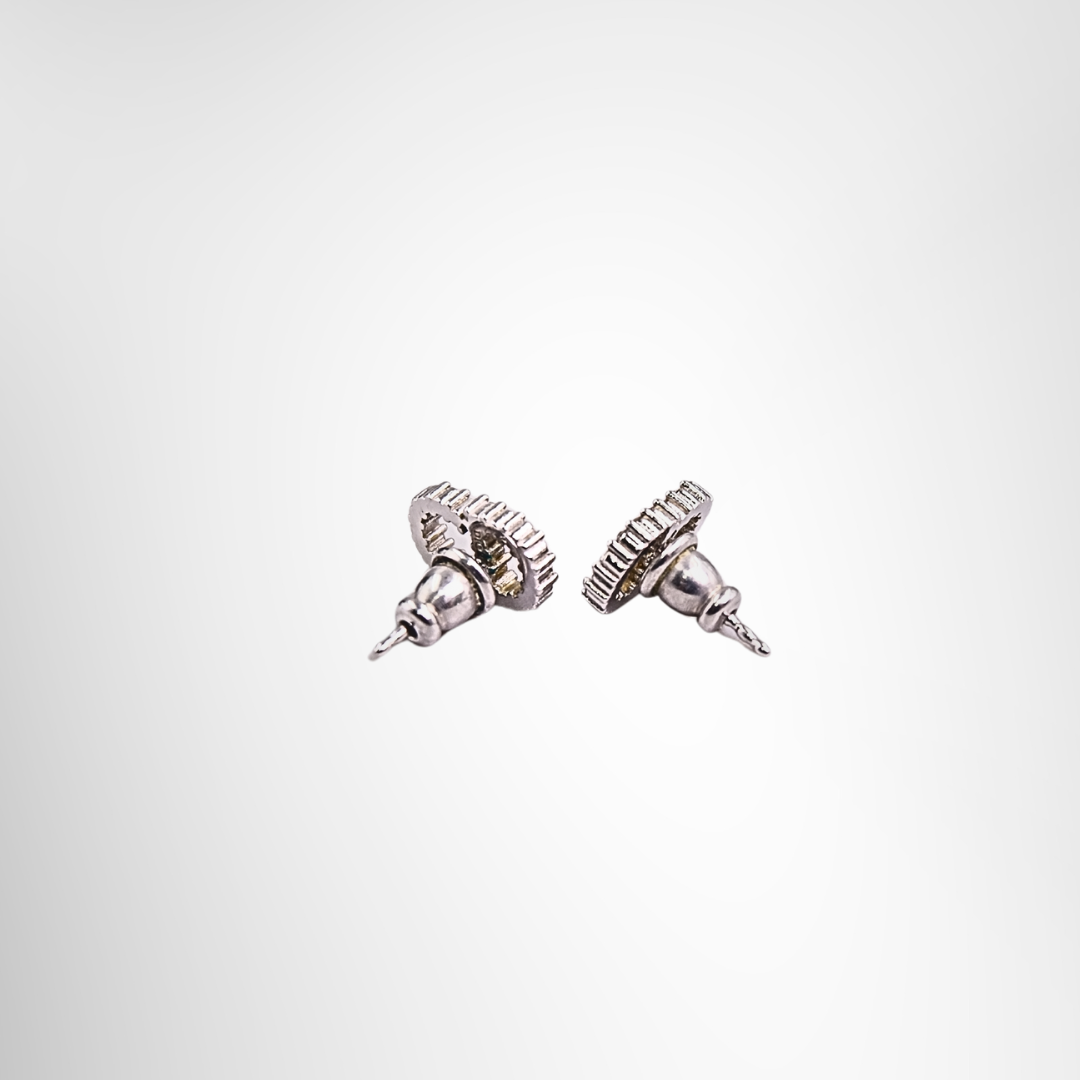 CD Studded Earrings Silver