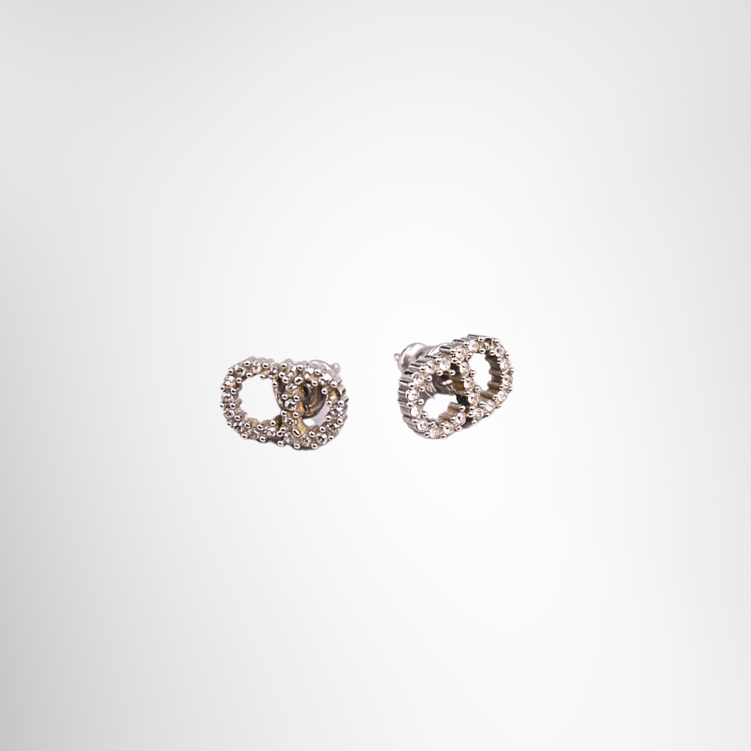 CD Studded Earrings Silver