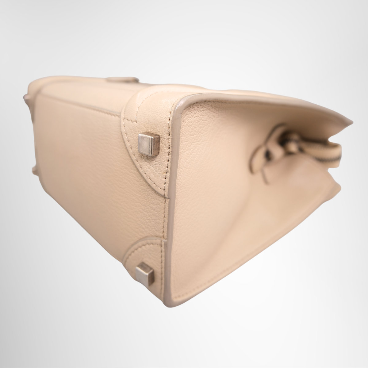 Luggage Micro in Beige Drummed Calfskin Leather