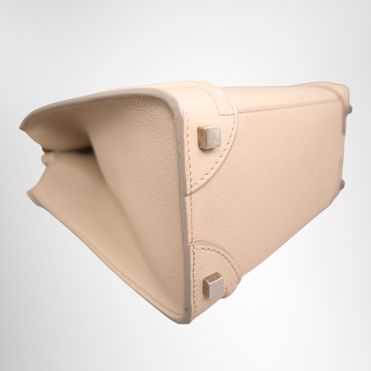 Luggage Micro in Beige Drummed Calfskin Leather