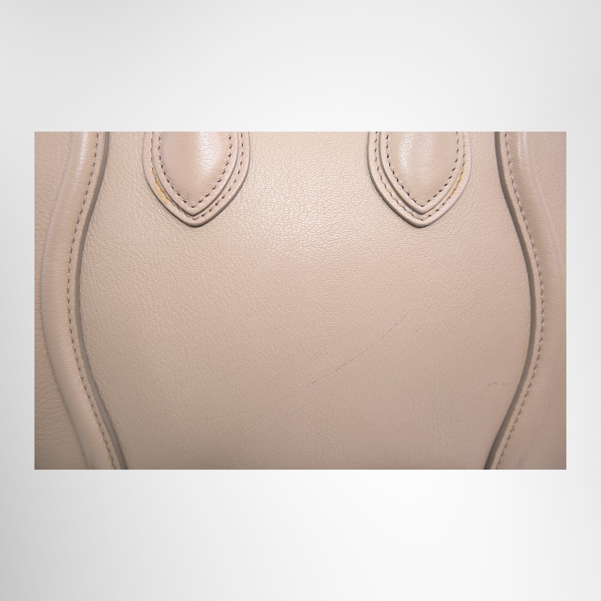 Luggage Micro in Beige Drummed Calfskin Leather