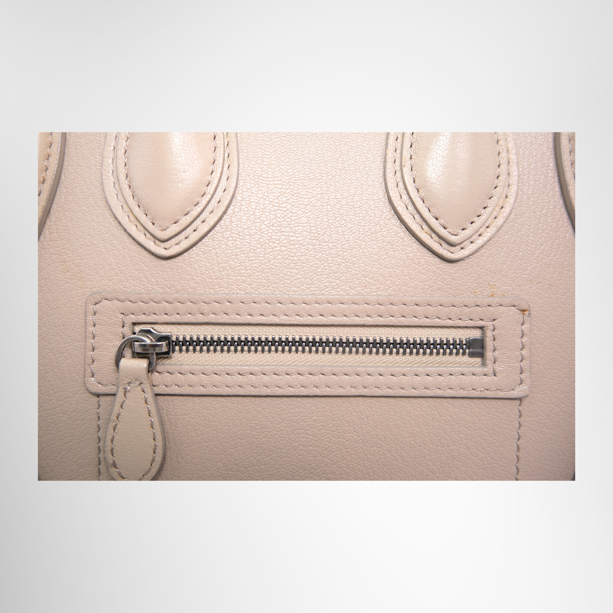 Luggage Micro in Beige Drummed Calfskin Leather