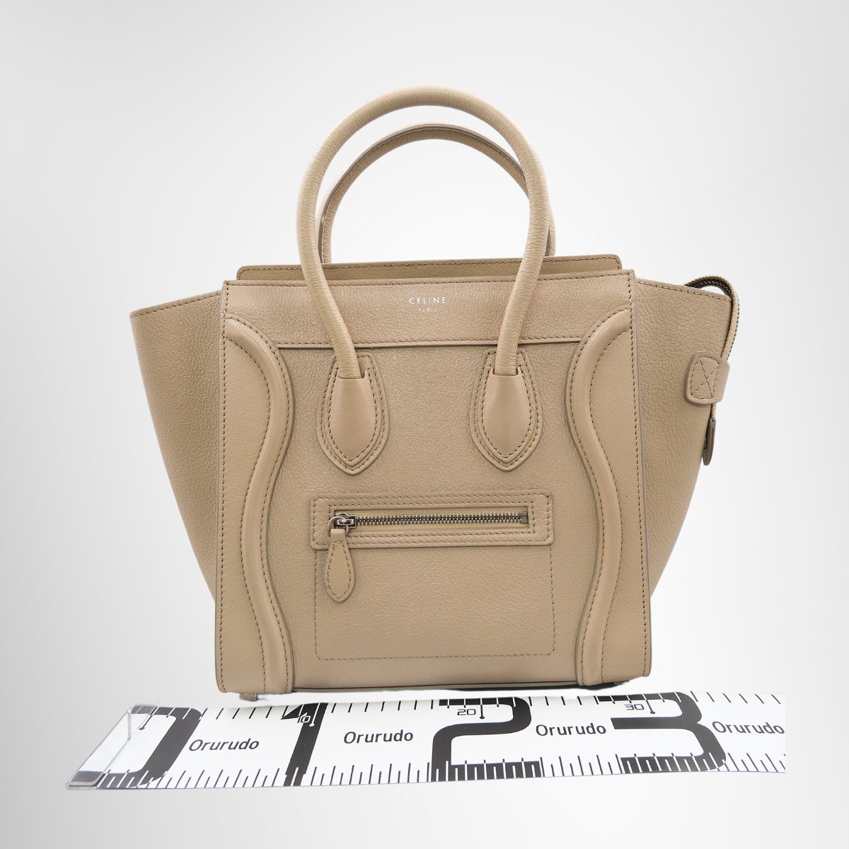 Luggage Micro in Beige Drummed Calfskin Leather